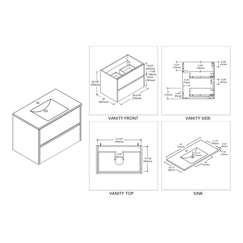 Blossom 30" Wall Mounted Single Bathroom Vanity with Sink Wayfair